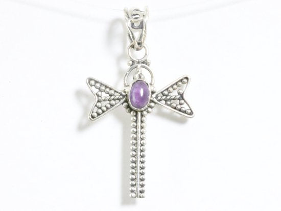 Zilveren libelle hanger met amethist afbeelding 4
