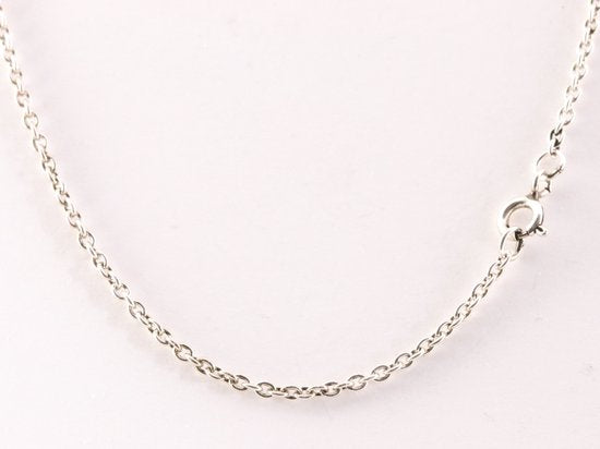 Bewerkte zilveren hanger met blauwe saffier aan ketting afbeelding 5