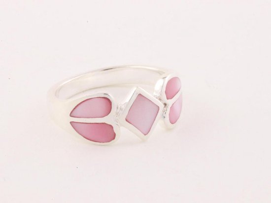 Zilveren ring met roze parelmoer afbeelding 1