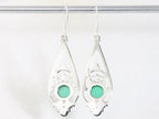 Lange opengewerkte zilveren oorbellen met jade afbeelding 2