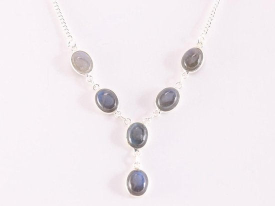 Fijne zilveren ketting met labradoriet afbeelding 3
