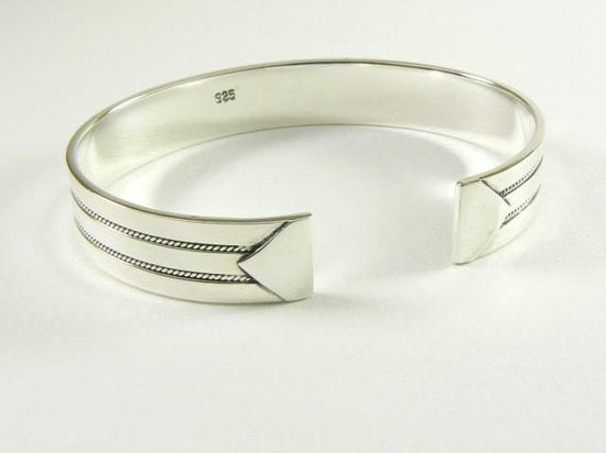 Zilveren klemarmband met fijne kabelpatronen afbeelding 3