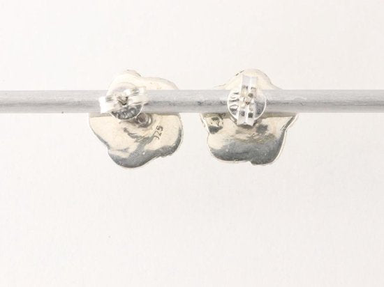 Fijne bewerkte zilveren oorstekers met blauwe lace agaat afbeelding 2