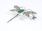 Zilveren libelle broche met jade en marcasiet afbeelding 2