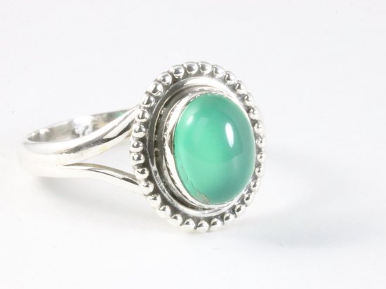 Bewerkte zilveren ring met jade afbeelding 1