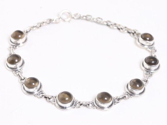 Fijne zilveren armband met rookkwarts afbeelding 1