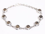 Fijne zilveren armband met rookkwarts afbeelding 1
