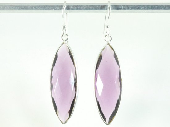 Lange zilveren oorbellen met amethist afbeelding 3