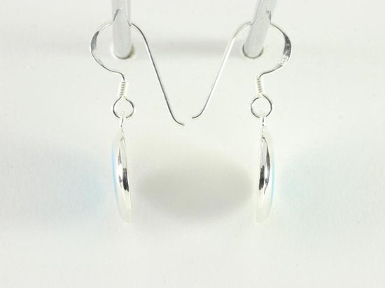 Ronde zilveren oorbellen met blauwe turkoois afbeelding 2