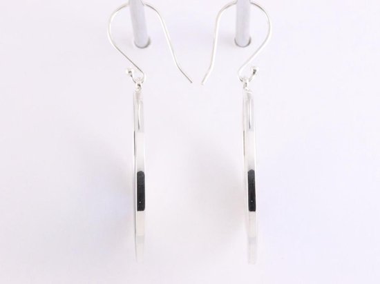 Grote ronde zilveren oorbellen met abalone schelp afbeelding 2