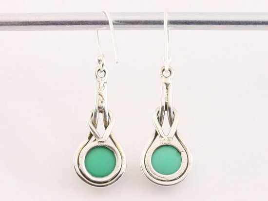 Zilveren oorbellen met groene onyx afbeelding 3