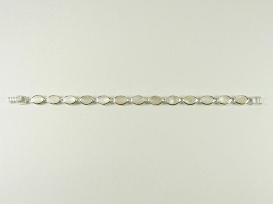 Zilveren schakelarmband met parelmoer afbeelding 2