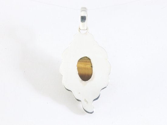 Bewerkte zilveren hanger met tijgeroog afbeelding 3