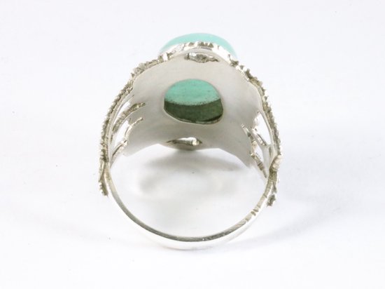 Bewerkte zilveren ring met groene amazoniet afbeelding 3