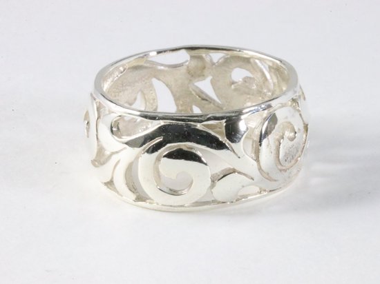 Brede opengewerkte zilveren ring afbeelding 1