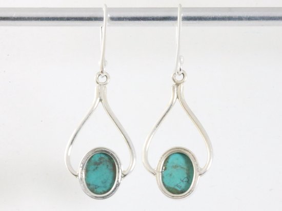 Opengewerkte zilveren oorbellen met turkoois afbeelding 3