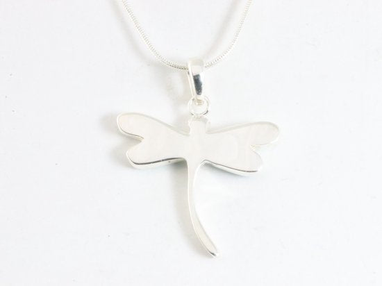 Zilveren libelle hanger met Australische opaal aan ketting afbeelding 3