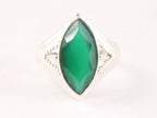 Opengewerkte zilveren ring met groene onyx afbeelding 4