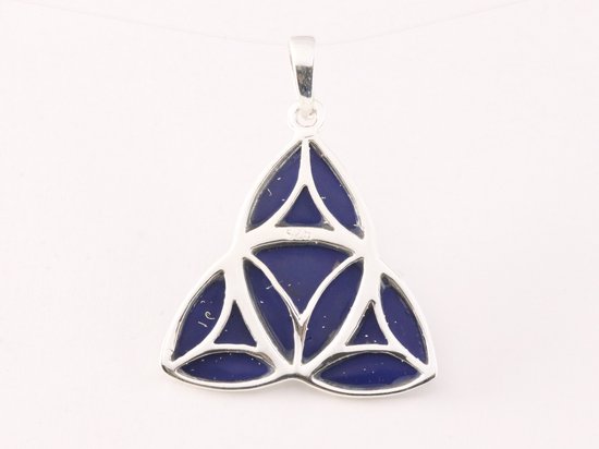 Zilveren triquetra hanger met lapis lazuli afbeelding 3