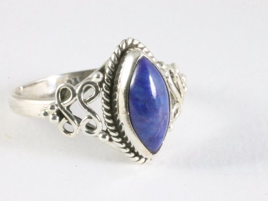Fijne bewerkte zilveren ring met lapis lazuli afbeelding 1