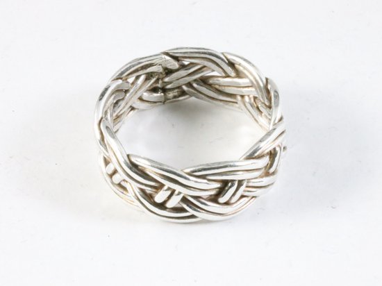 Zware gevlochten zilveren ring afbeelding 2