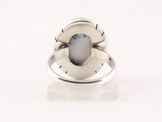 Ovale zilveren ring met dendriet opaal afbeelding 3