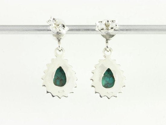 Bewerkte zilveren oorstekers met turkoois afbeelding 3