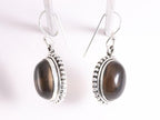Bewerkte ovale zilveren oorbellen met rookkwarts afbeelding 2
