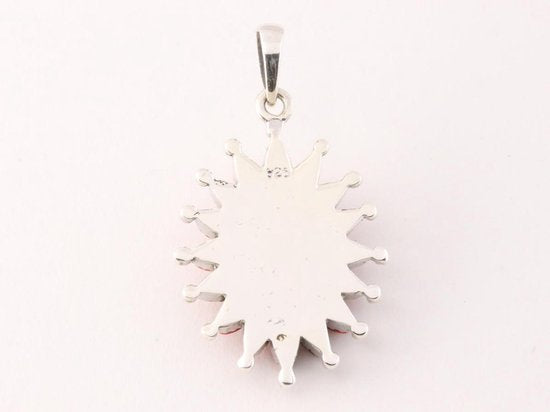 Bewerkte zilveren hanger met groene turkoois afbeelding 3