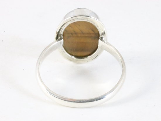 Ovale zilveren ring met tijgeroog afbeelding 3