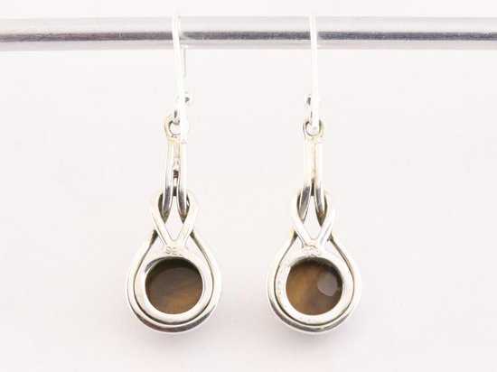 Zilveren oorbellen met tijgeroog afbeelding 3