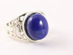 Opengewerkte zilveren ring met lapis lazuli afbeelding 1