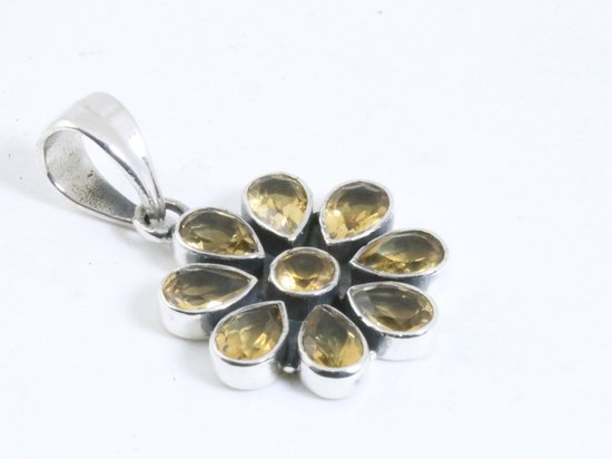 Bloemvormige zilveren hanger met citrien afbeelding 2