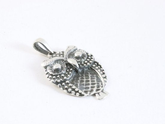 Zilveren uil hanger aan ketting afbeelding 2