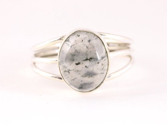 Opengewerkte zilveren ring met zwarte rutielkwarts afbeelding 3