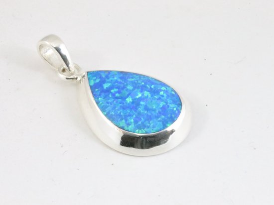 Druppelvormige hoogglans zilveren hanger met Australische opaal afbeelding 2