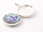 Rond bewerkt zilveren medaillon met abalone schelp afbeelding 5