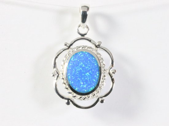 Opengewerkte zilveren hanger met Australische opaal afbeelding 4