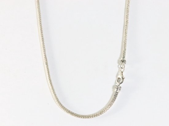 Traditionele zware zilveren vossenstaart schakel ketting met bewerkte pegels afbeelding 3
