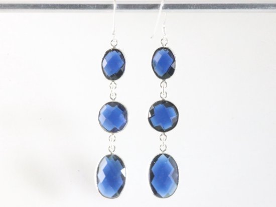 Lange zilveren oorbellen ioliet afbeelding 3