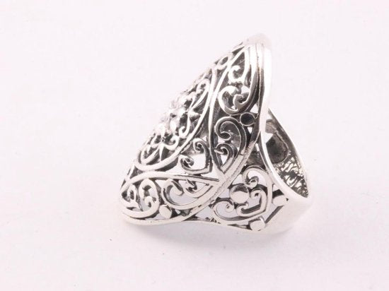 Langwerpige opengewerkte zilveren ring afbeelding 2