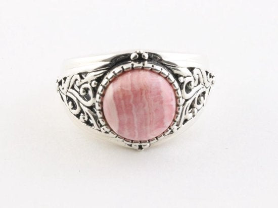 Bewerkte zilveren ring met rhodochrosiet afbeelding 2