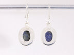 Bewerkte ovale zilveren oorbellen met lapis lazuli afbeelding 3