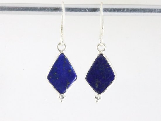 Fijne zilveren oorbellen met lapis lazuli afbeelding 2