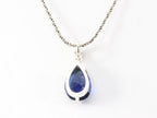 Zilveren hanger met blauwe saffier en marcasiet aan ketting afbeelding 2