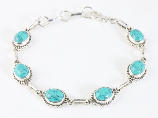Bewerkte zilveren armband met turkoois afbeelding 1