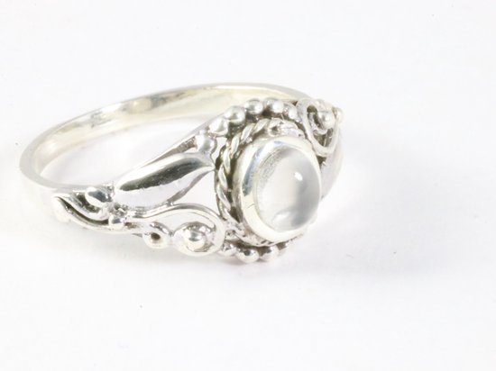 Fijne bewerkte zilveren ring met maansteen afbeelding 1