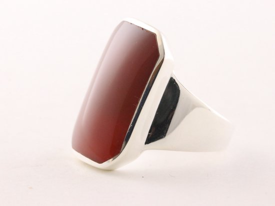 Zware zilveren herenring met carneool afbeelding 2