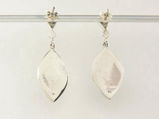 Zilveren oorstekers met blauwe turkoois en marcasiet afbeelding 4