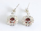 Ronde zilveren oorstekers met granaat en marcasiet afbeelding 2